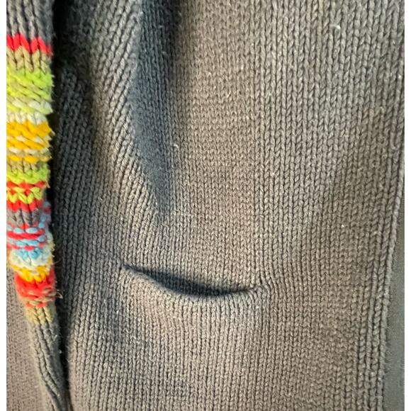 Retro 90s Gray Rainbow Striped Lizwear Cardigan Size Large - Picture 4 of 7
